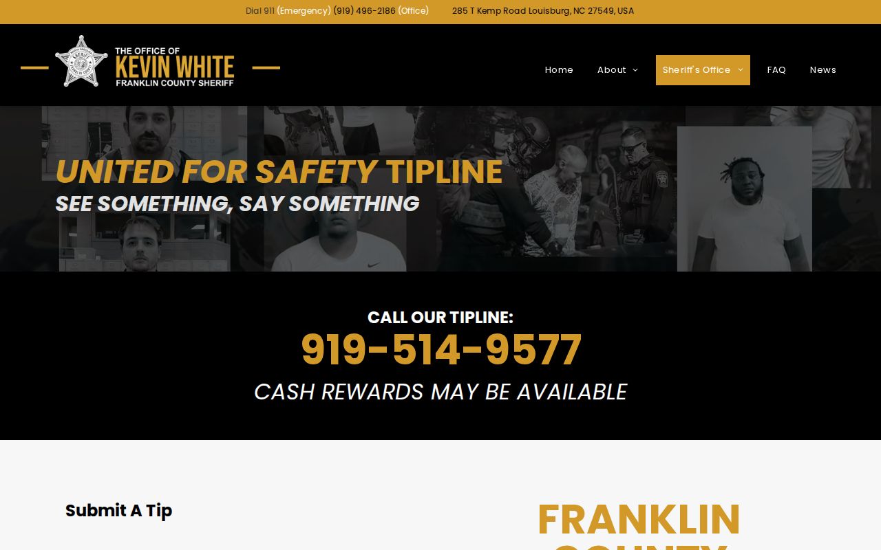 Franklin County Sheriff's Office United for Safety tip page