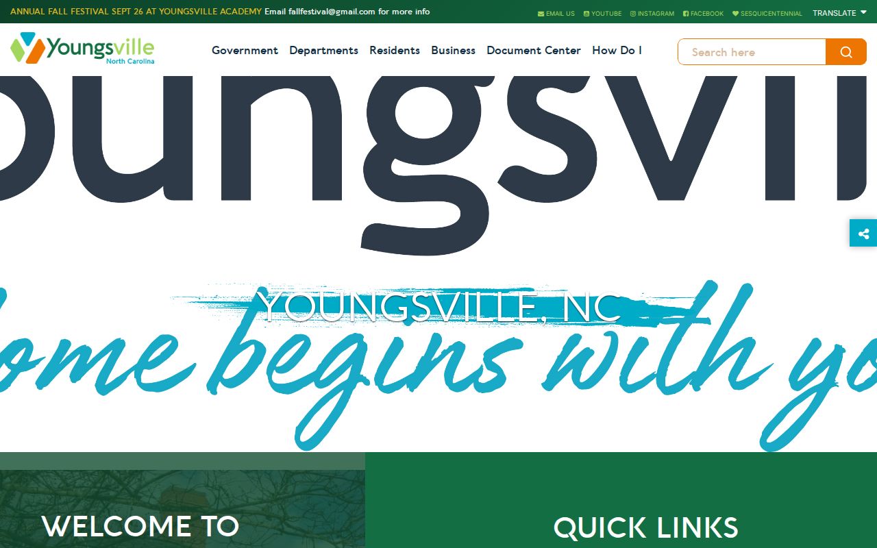 Current Town of Youngsville official website and municipal contact page